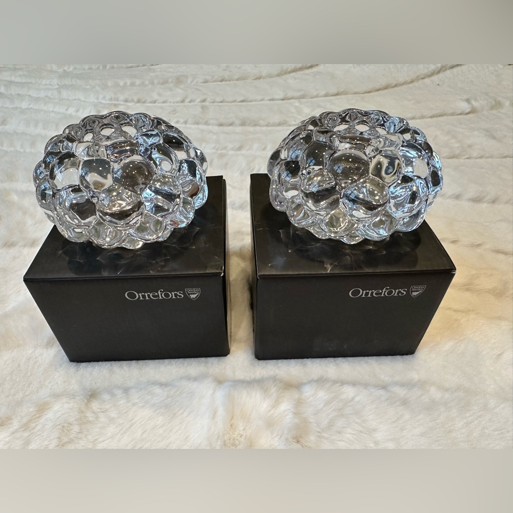 Orrefors Crystal Raspberry Votive Candle Holder Sweden